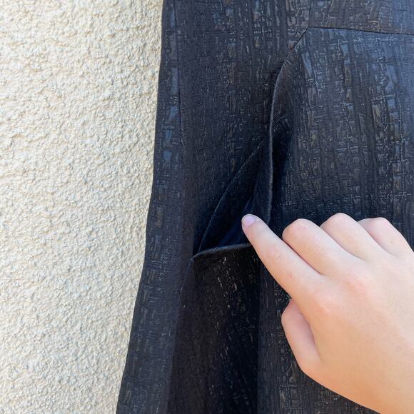 ICB New York Black Shimmery Dress 6 Cutout Pockets - Picture 4 of 7